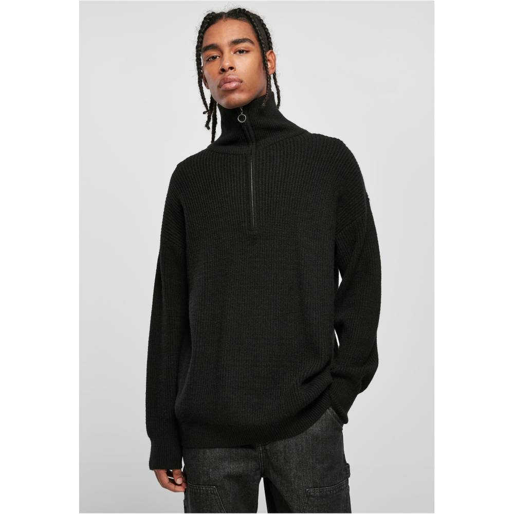 Urban Classics - Oversized Knitted Troyer Pullover - Black